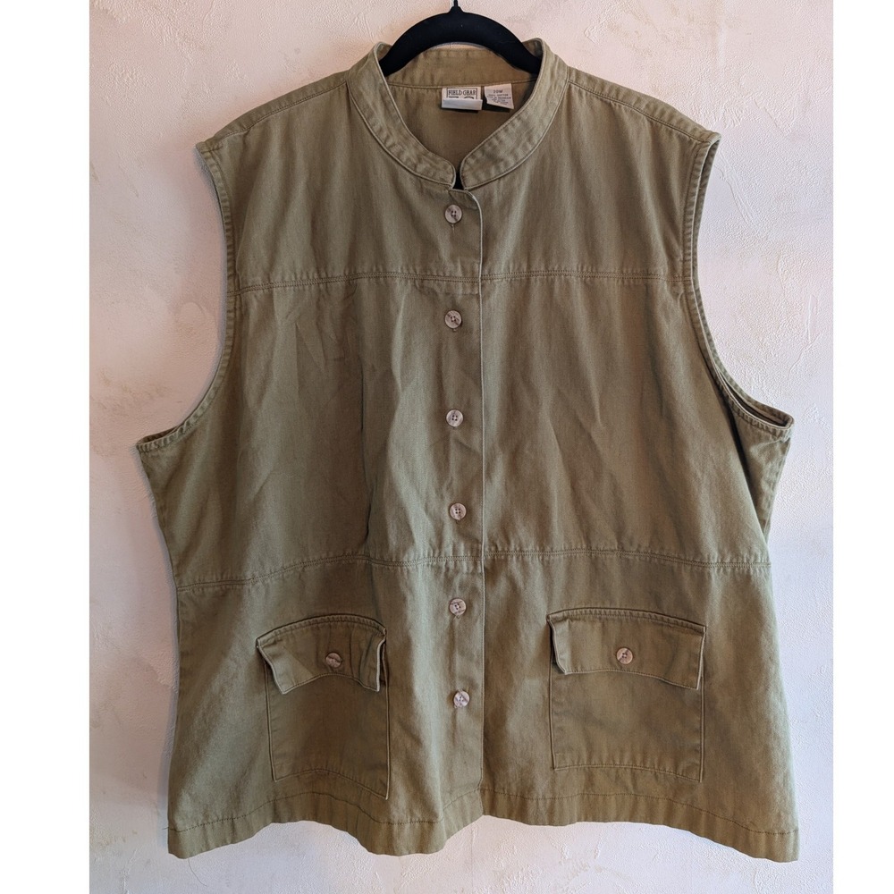 Field‎ Gear Woman Olive Green Cotton Utility Vest Plus Size 20W Gorpcore